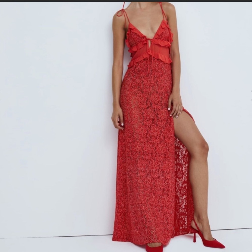 For Love & Lemons Lelia Maxi Dress Red